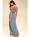 Song of Love Blue Grey Off-the-Shoulder Maxi Dress